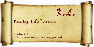 Kmety Líviusz névjegykártya